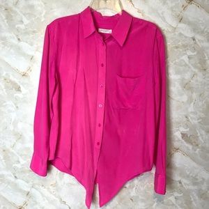 Neon Pink Equipment Tie-Waist Blouse